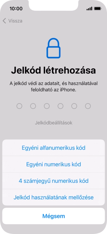 A képernyőzár használatának bekapcsolásához kövesd a képernyőn megjelenő utasításokat, vagy válaszd a Jelkód használatának mellőzése lehetőséget.