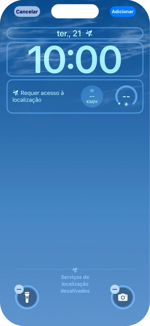 Se pretender personalizar a visualização da data no ecrã de bloqueio, prima o widget de data e siga as indicações no ecrã para escolher a visualização pretendida para o widget.