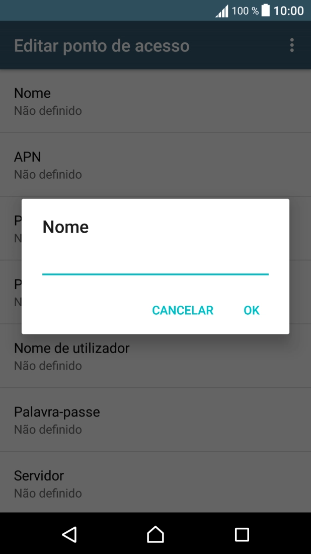 Introduza Vodafone Internet e prima OK.