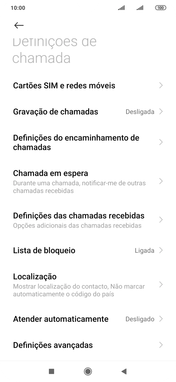 Prima Definições do encaminhamento de chamadas.