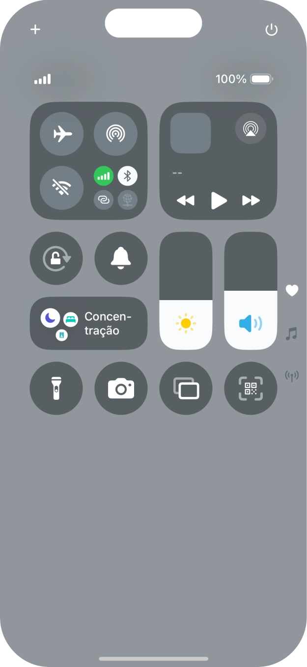 Prima o ícone de perfil para ativar ou desativar o perfil silencioso.