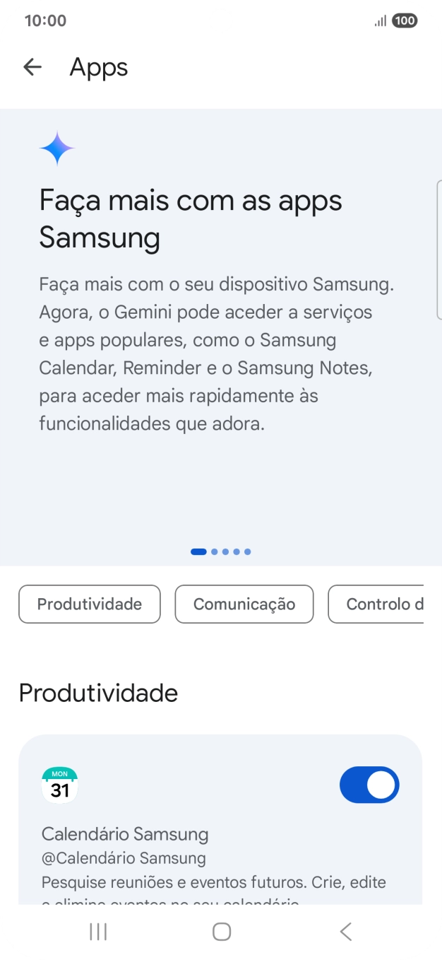 Prima o indicador junto à extensão pretendida para ativar a função.