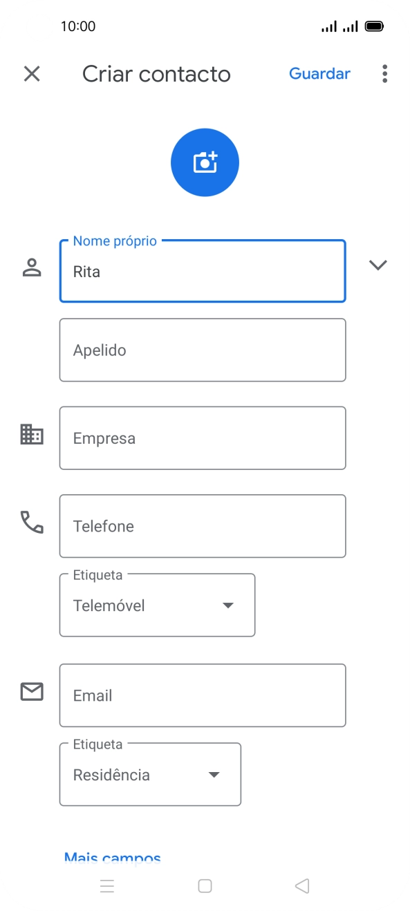 Prima Apelido, e introduza o apelido pretendido.