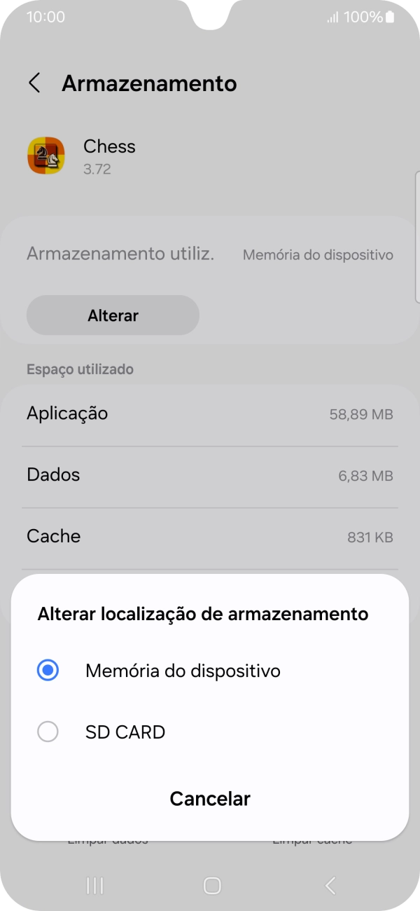 Prima o nome do cartão de memória.