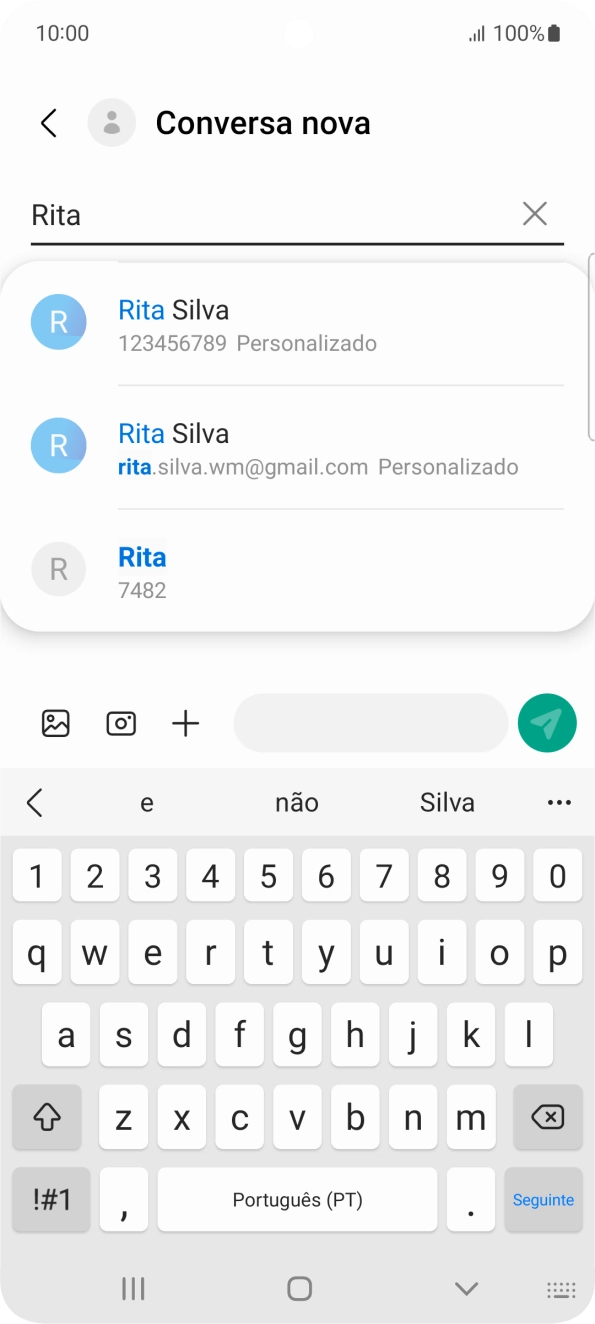 Prima o contacto pretendido.
