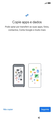 É possível transferir conteúdo de outro telefone quando o telefone for ativado antes da primeira utilização e quando o telefone tiver sido reiniciado. Quando esta imagem for mostrada no ecrã, o telefone está pronto para transferir conteúdo de outro telefone.
