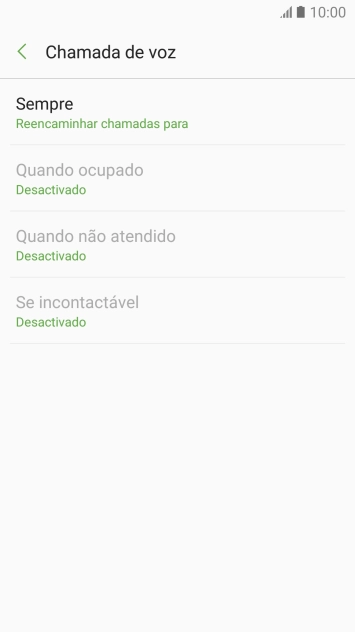 Prima o tipo de desvio pretendido.