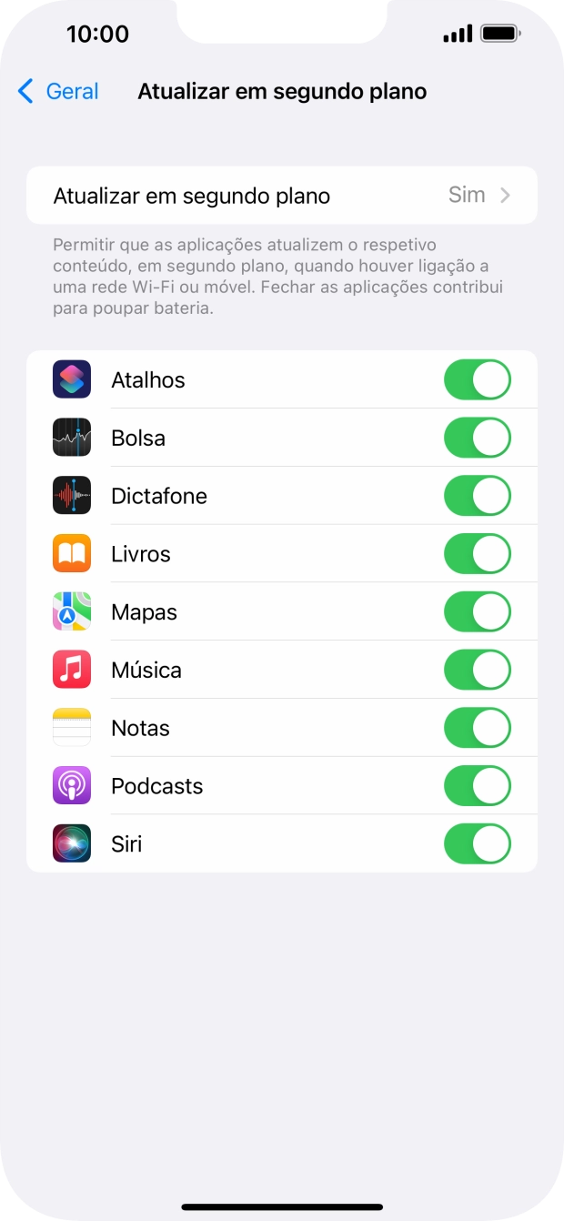 Prima Atualizar em segundo plano.
