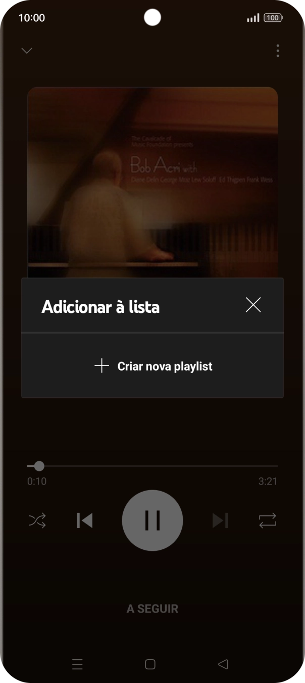 Prima Criar nova playlist.
