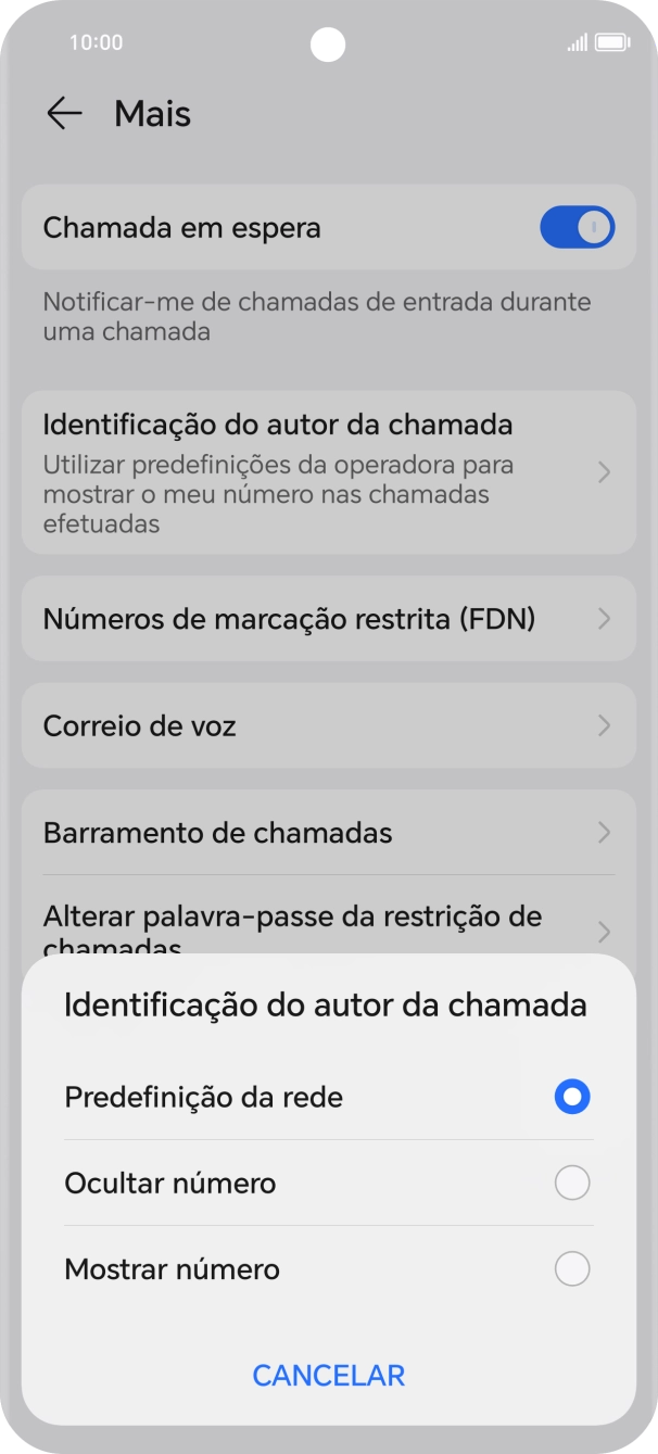 Prima Mostrar número para ativar a visualização do seu número.