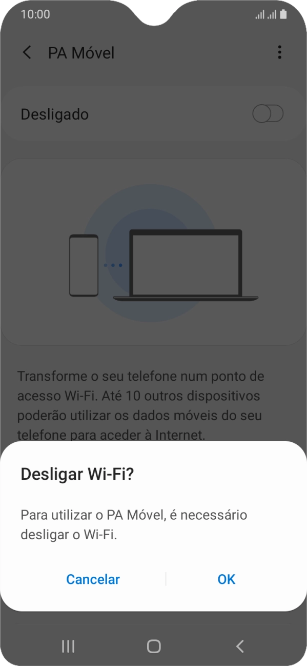 Se o Wi-Fi estiver ativado, prima OK.
