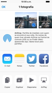 Prima o ícone de AirDrop para ativar a função.