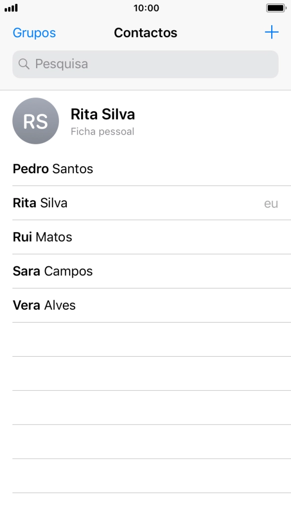 Prima o ícone de novo contacto.