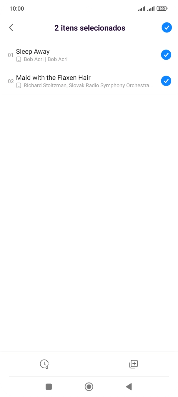 Prima os ficheiros de música pretendidos para os escolher.