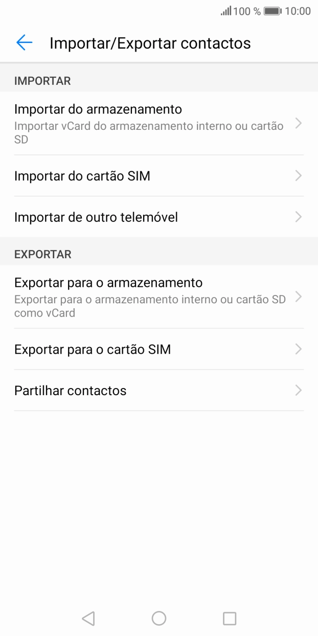 Prima Importar do cartão SIM.