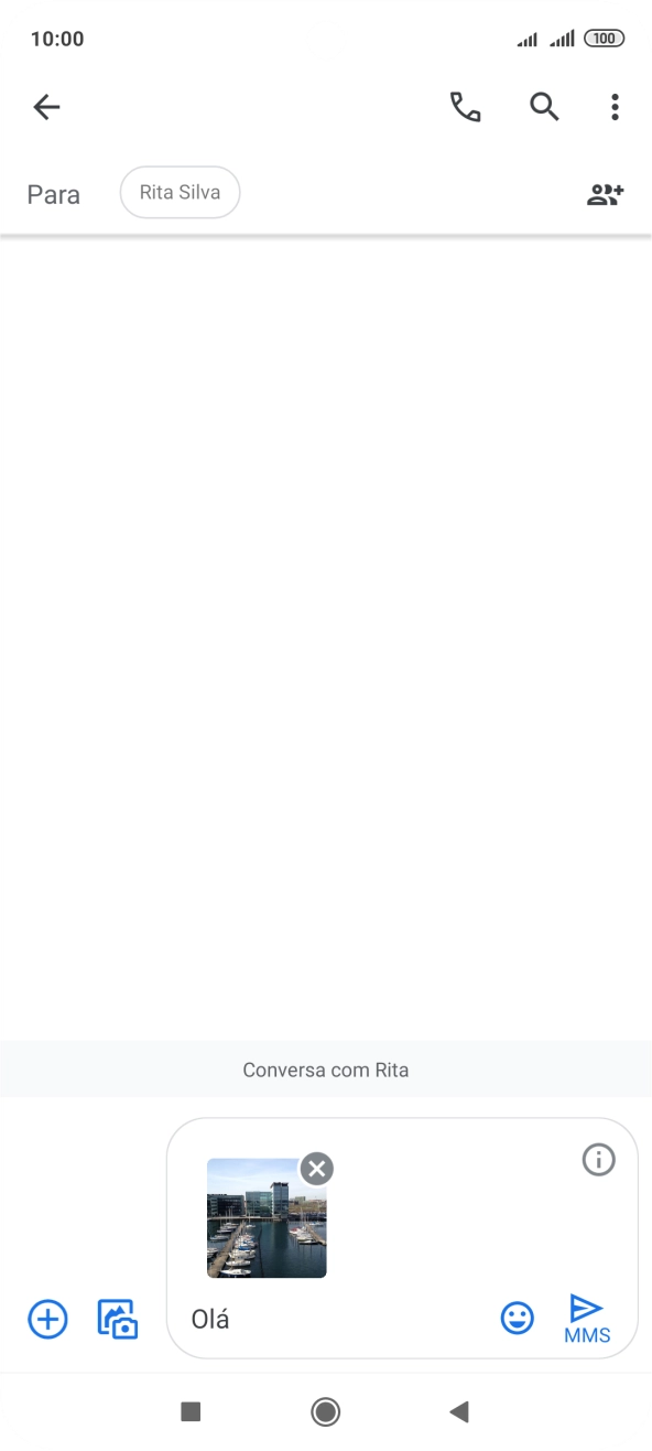 Prima o ícone para enviar quando terminar de escrever a sua mensagem multimédia.