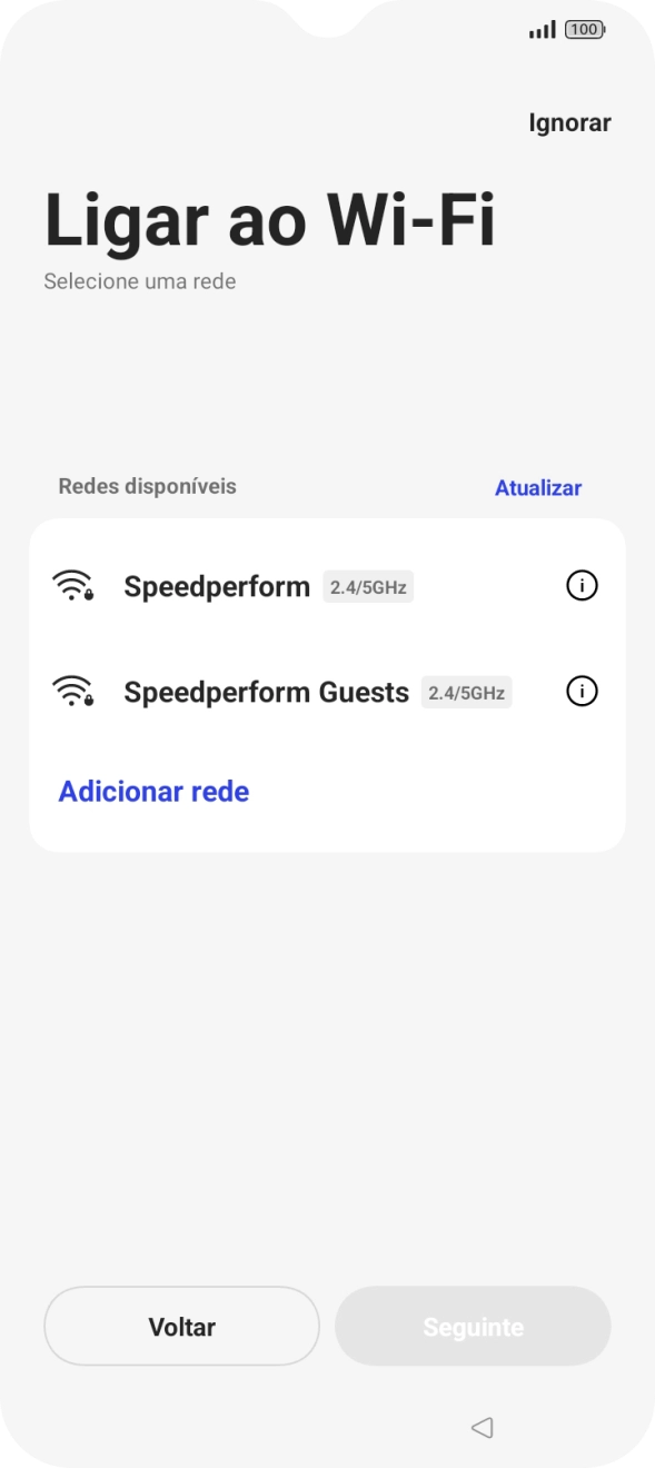 Prima a rede Wi-Fi pretendida.