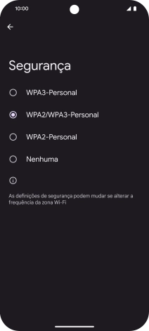 Prima WPA3-Personal para proteger o hotspot Wi-Fi com uma password.