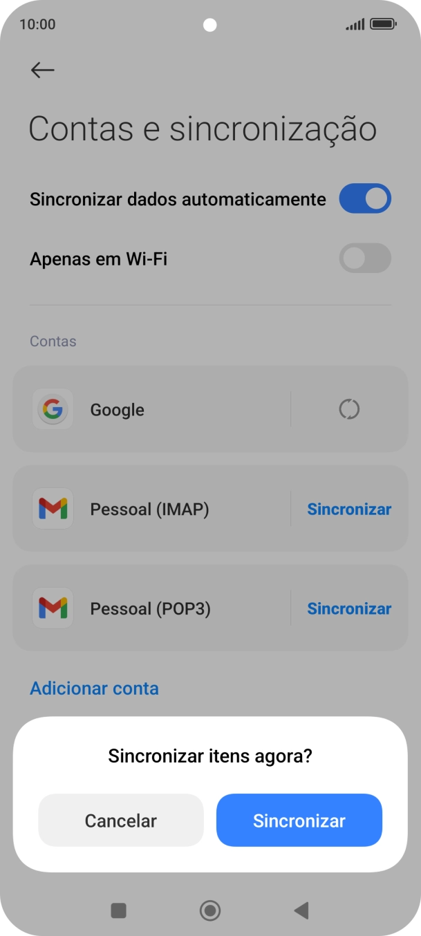 Se ativar a função, prima Sincronizar.