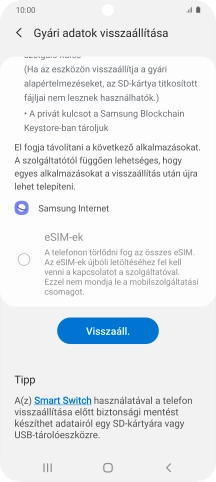 Válaszd a Visszaáll. lehetőséget.