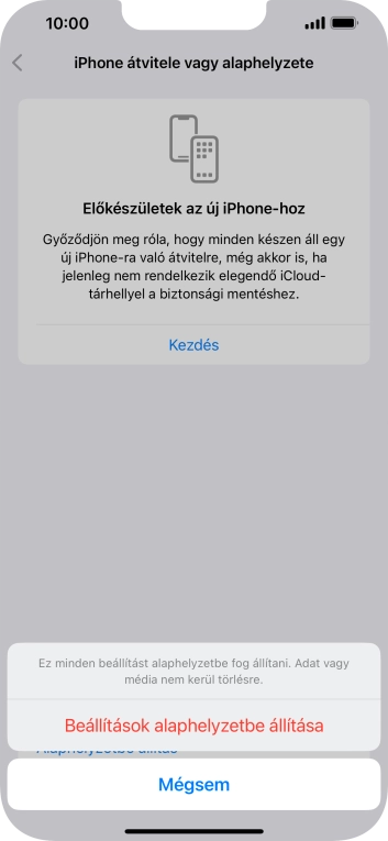 Válaszd a Beállítások alaphelyzetbe állítása lehetőséget.