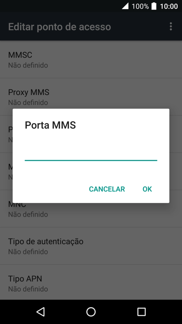 Introduza 80 e prima OK.