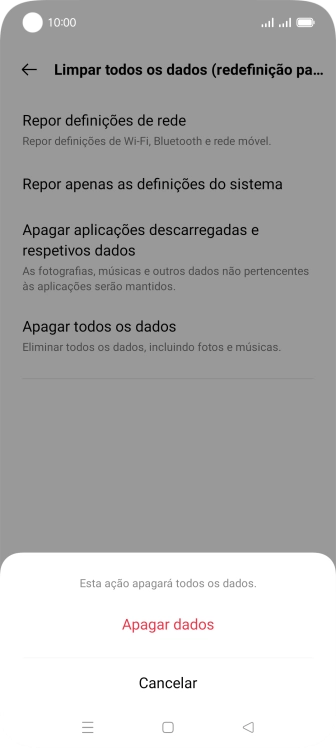 Prima Apagar dados.