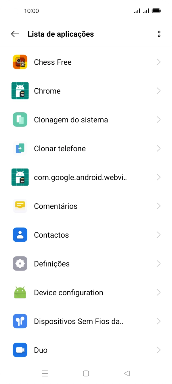 Prima a app pretendida.