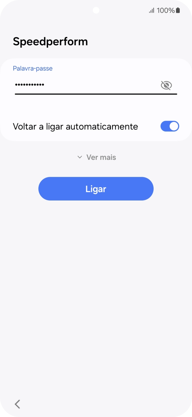 Introduza a password da rede Wi-Fi e prima Ligar.
