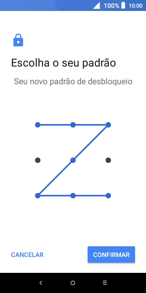 Repita o código de bloqueio do telefone escolhido e prima CONFIRMAR.