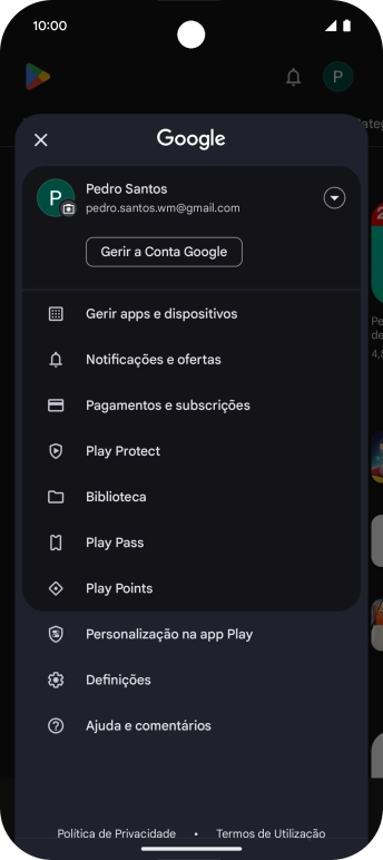 Prima Gerir apps e dispositivos.