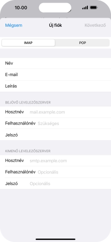 Válaszd az IMAP lehetőséget.