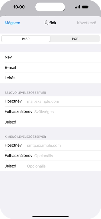Válaszd az IMAP lehetőséget.