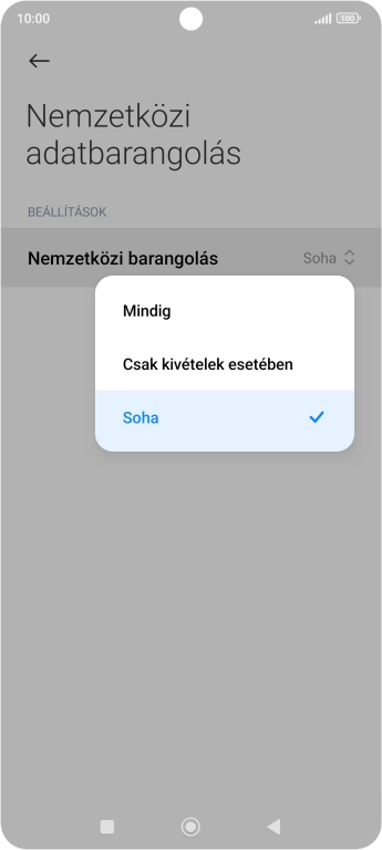 A funkció be- vagy kikapcsolásához válaszd a a kívánt beállítást.