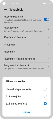 Válaszd a Szám elrejtése lehetőséget a hívószámküldés kikapcsolásához.