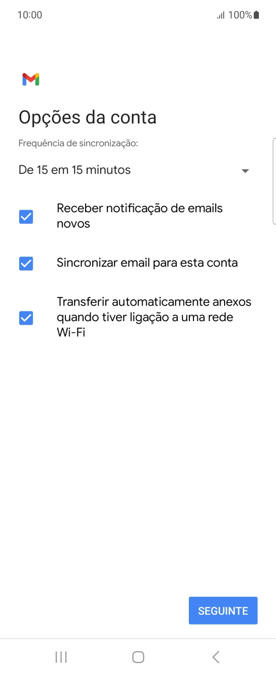 Se o ecrã mostrar esta imagem, a sua conta foi identificada e configurada automaticamente. Siga as indicações no ecrã para introduzir informações adicionais e concluir a configuração.