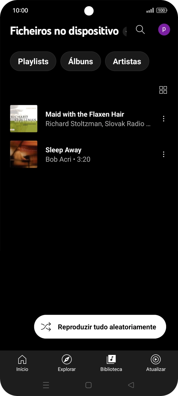 Prima o ficheiro de música pretendido.