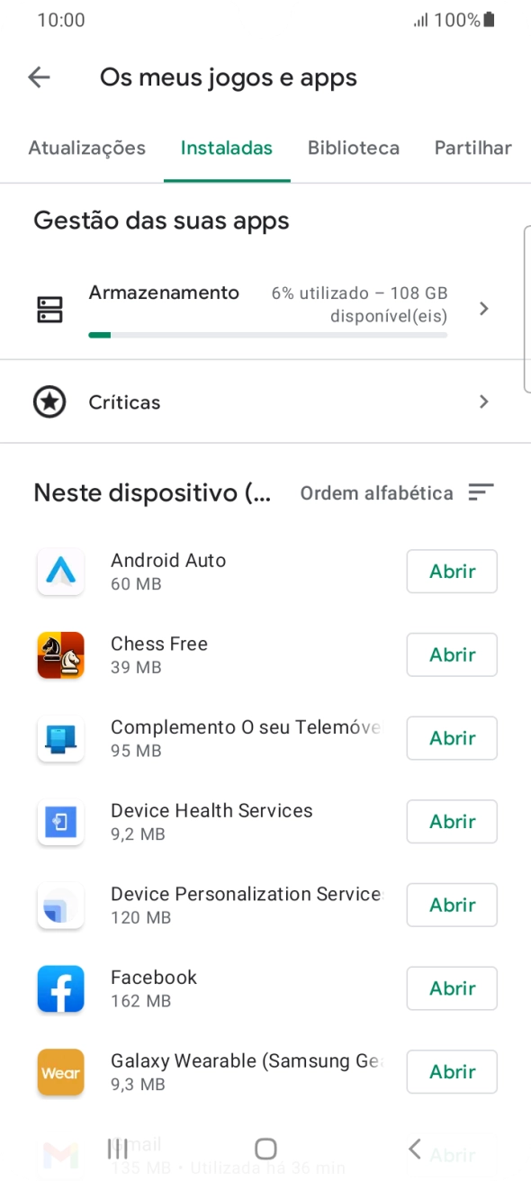 Prima a app pretendida.