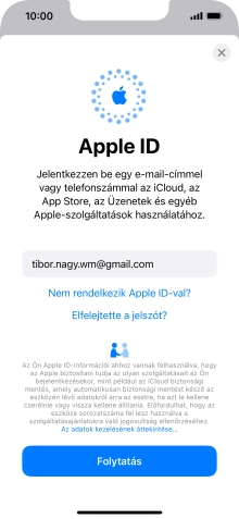 Válaszd a Folytatás lehetőséget.