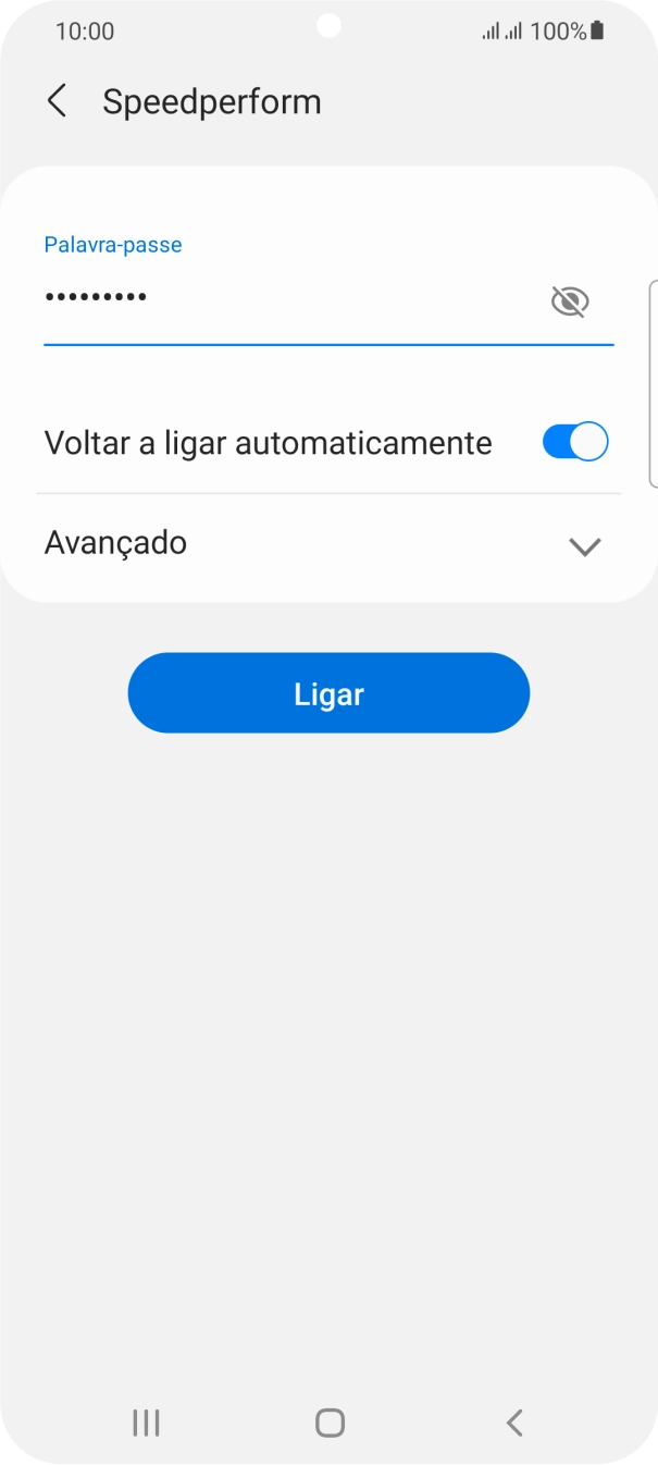 Introduza a password da rede Wi-Fi e prima Ligar.