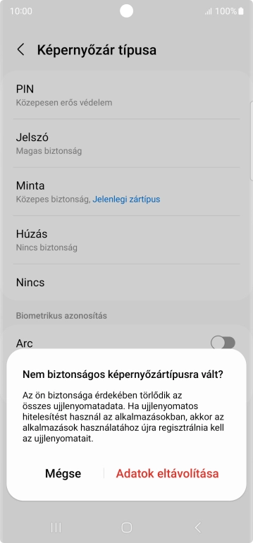 Válaszd az Adatok eltávolítása lehetőséget.