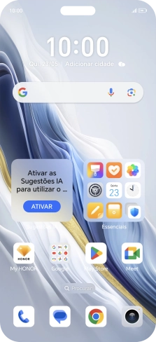 Quando o ícone de bateria em carregamento for mostrado no ecrã, a bateria está em carregamento.
