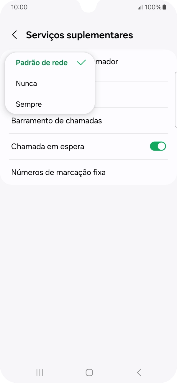 Prima Sempre para ativar a visualização do seu número.