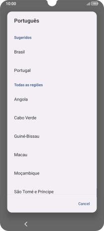 Prima a região pretendida.