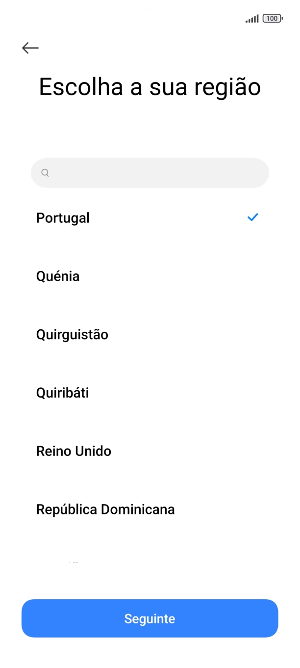 Prima a área ou país pretendido.