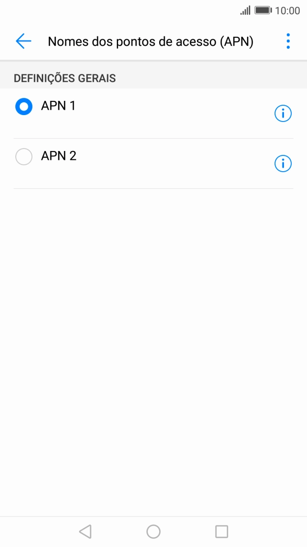 Prima o campo junto à ligação de dados pretendida para a ativar.