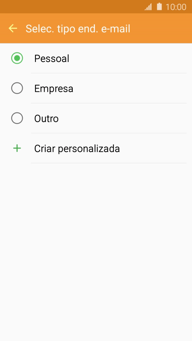 Prima o tipo de e-mail pretendido.