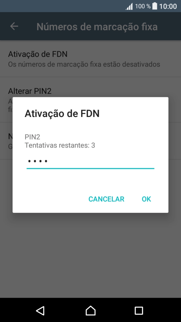 Introduza o código PIN2 e prima OK.