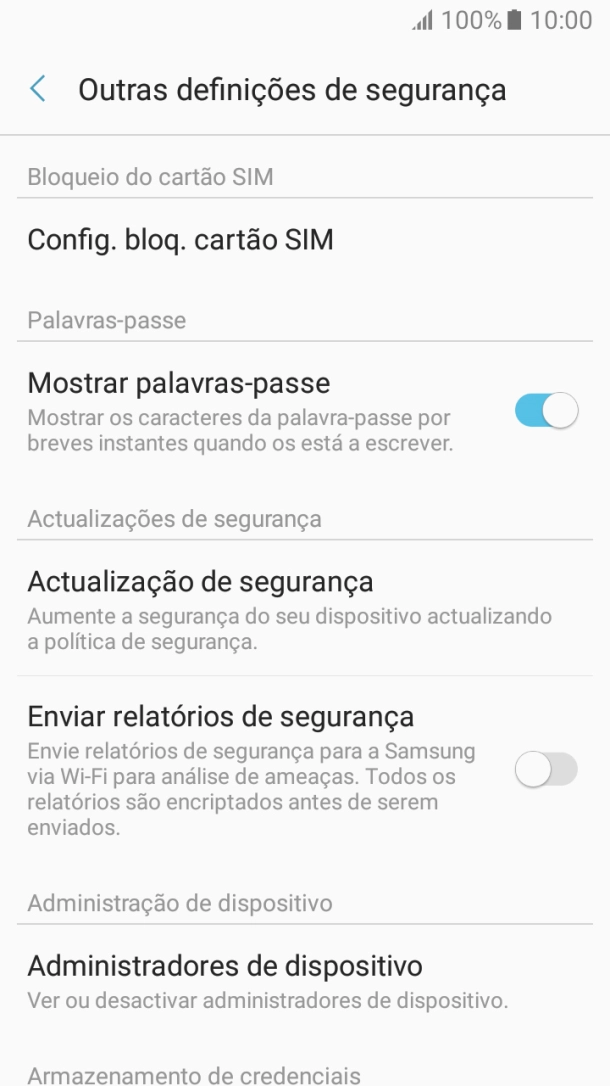Prima Config. bloq. cartão SIM.