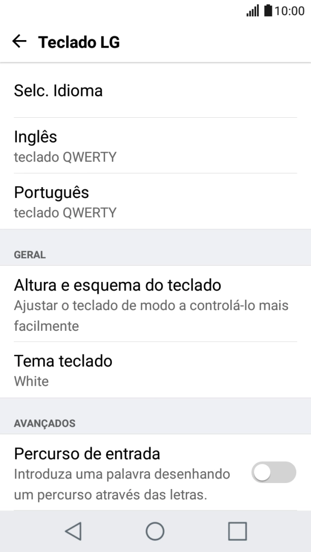 Prima o idioma pretendido.